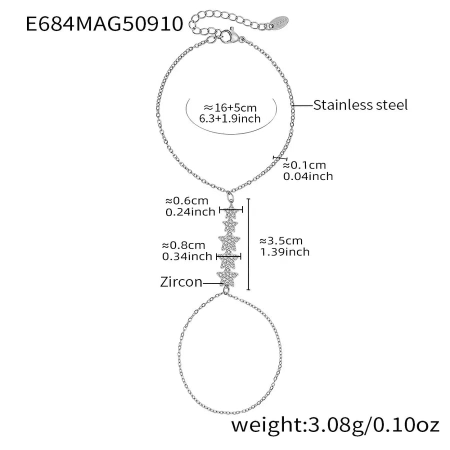 18K Gold Plated Stainless Steel Charm Bracelet E684-steel Color Hand Chain