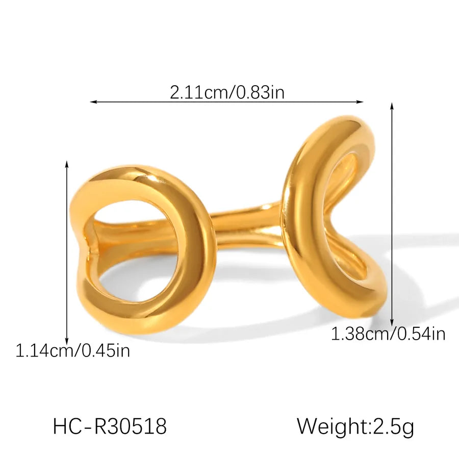 18K Gold PVD Coated Irregular Open Ring HC-R30518