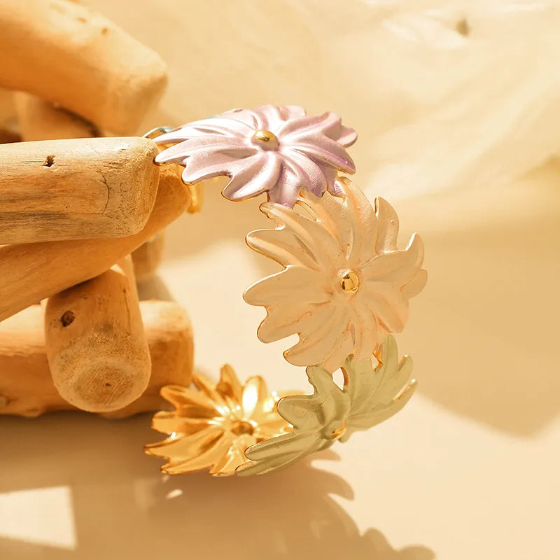 18K Gold Plated Eye & Flower Stainless Bracelet