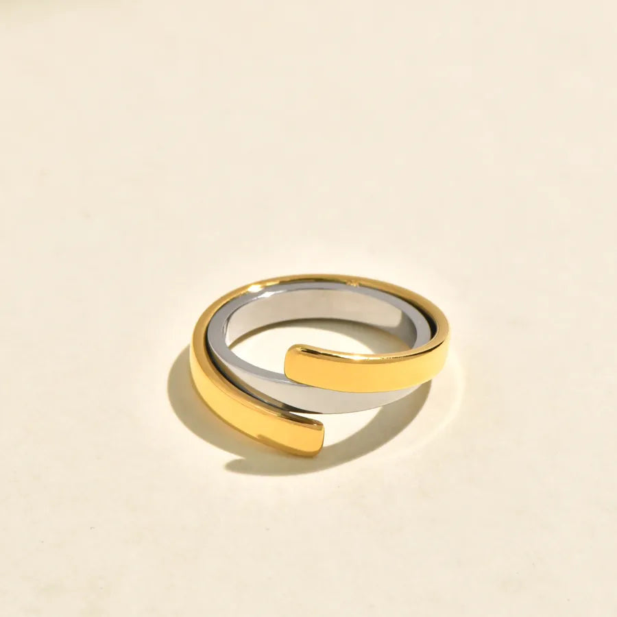 Gold Plated Zircon Letter Ring – Dual Tone Inter-Gold