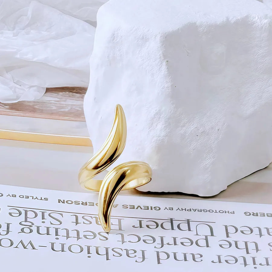 Gold Bamboo Titanium Steel Open Ring Adjustable Opening Golden Hydraulic J58