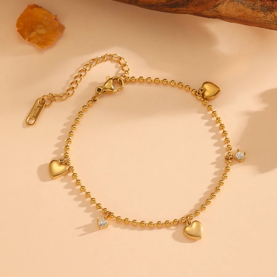 18K Gold Plated Heart Bracelet for Women Gold