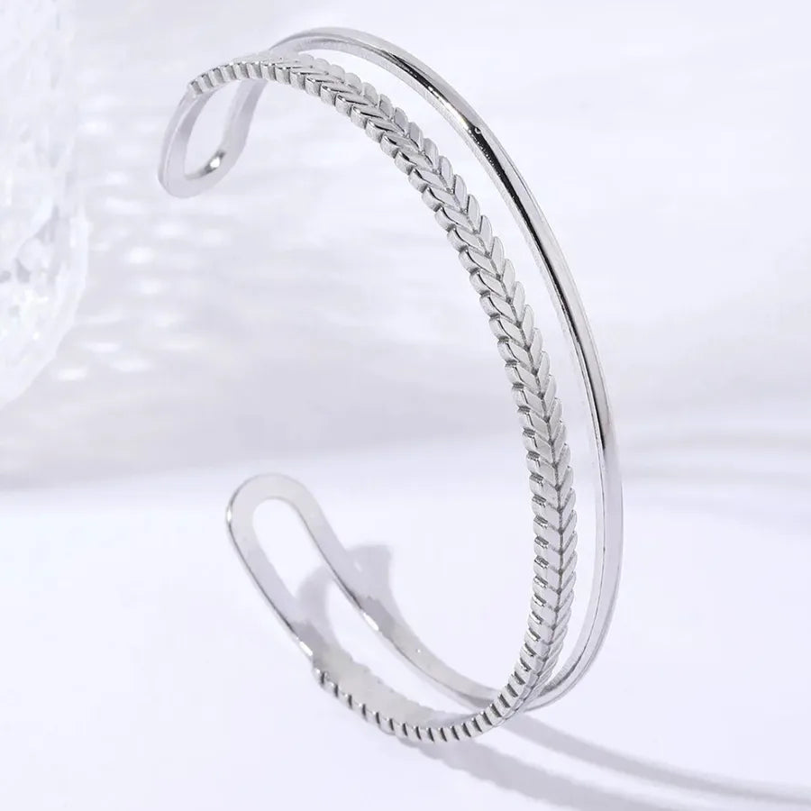 Unisex Titanium Steel Wide Cuff Bracelet WSZ016-1 Adjustable Opening