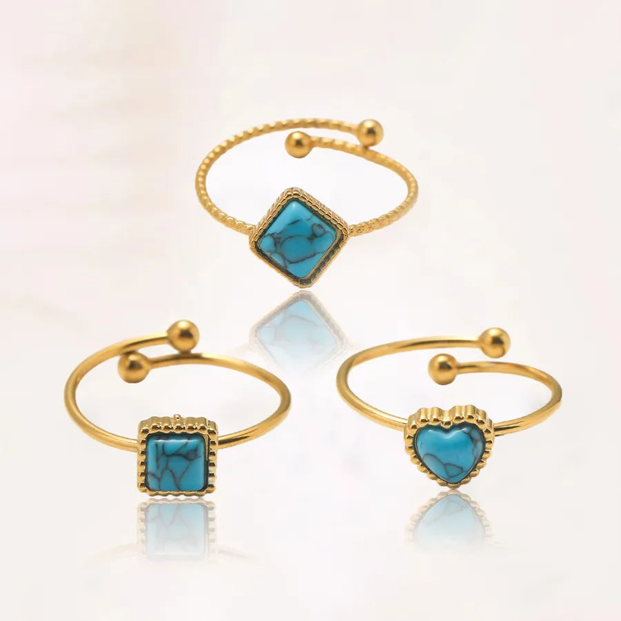 Women's Heart-Shaped Green Turquoise Ring