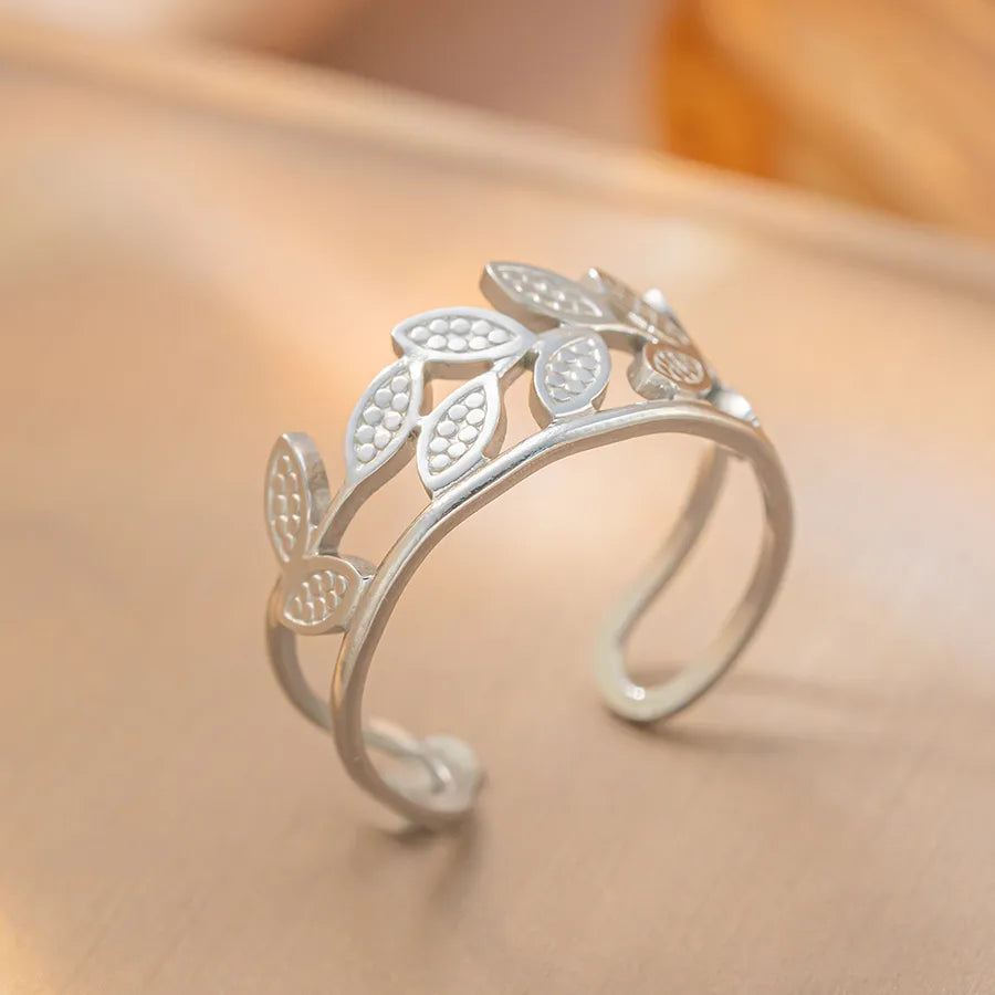 Gold Plated Geometric Titanium Steel Open Ring K110 Gold Ring Adjustable