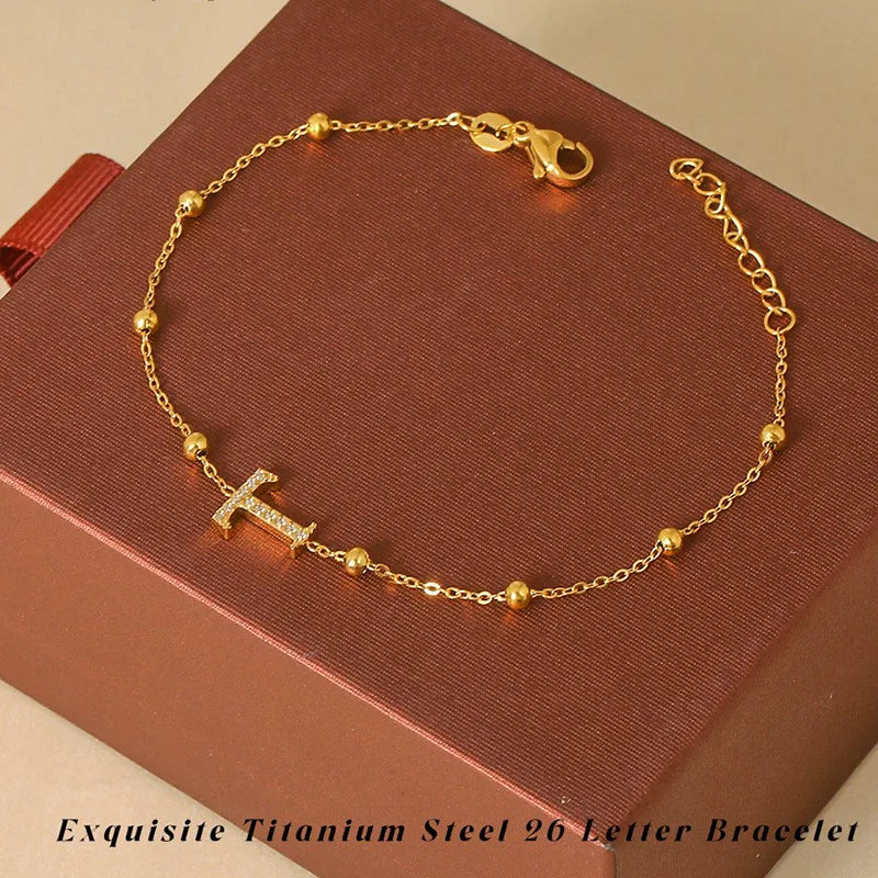 Elegant Letter Bracelet in 304 Stainless Steel Gold Letter [T] Bracelet B0021TG
