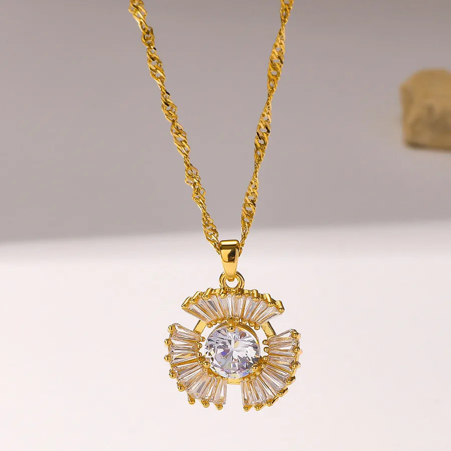 Gold Heart Pendant Necklace with Pearl & Butterfly