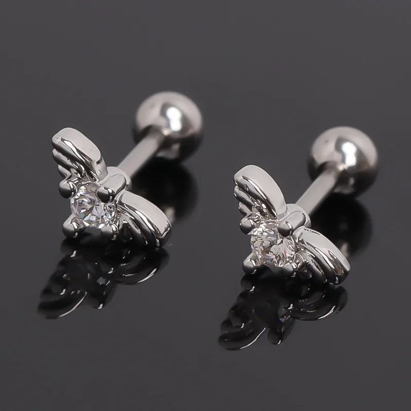 Gold Wing Zircon Stainless Steel Earring