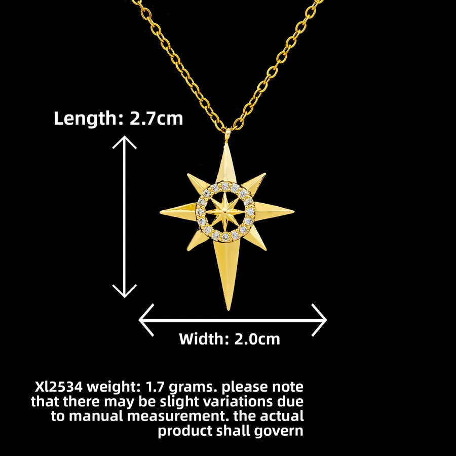 Butterfly & Whale Couple Pendant Necklace XL2534 Octagonal Star Necklace Gold