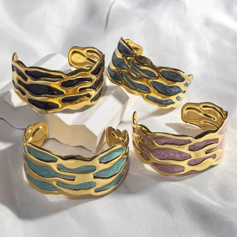 Gold Wave Stainless Steel Bangle