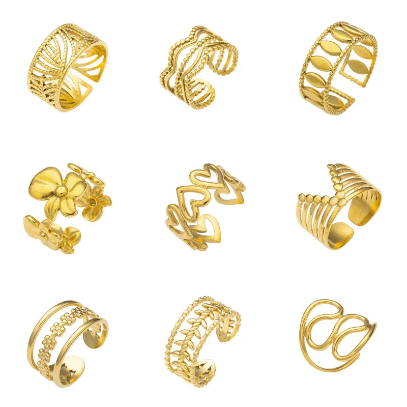 18K Gold Geometric Titanium Steel Open Ring