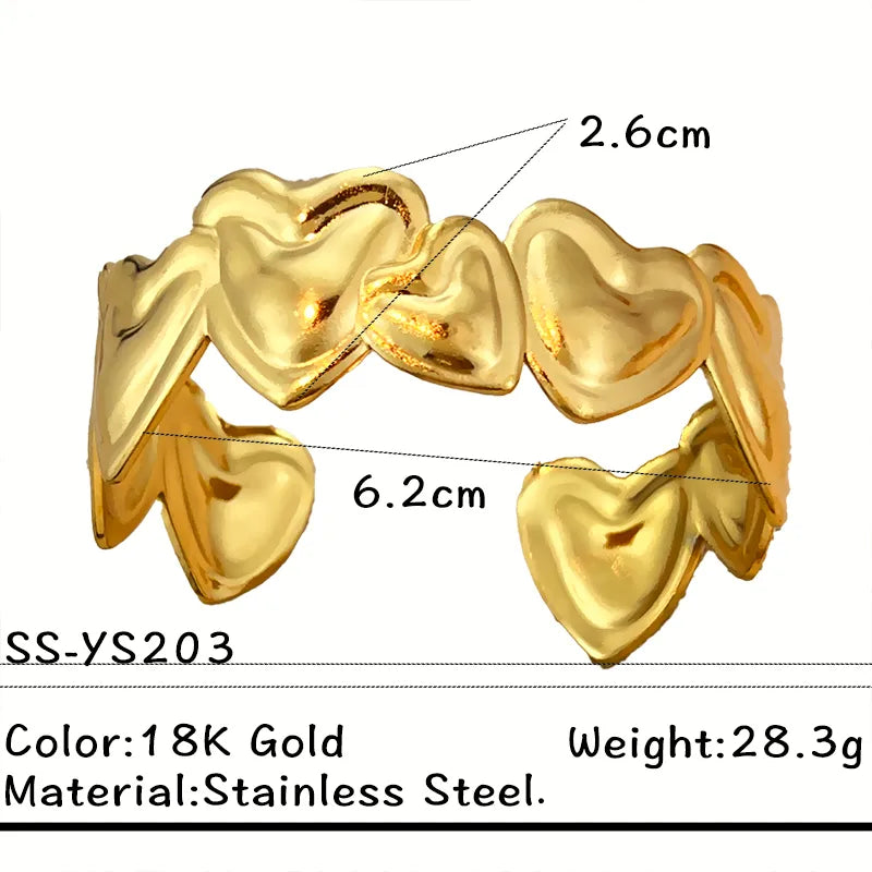 Gold Plated Stainless Steel Heart Cherry Bracelet Average Size Gold SS-YS203