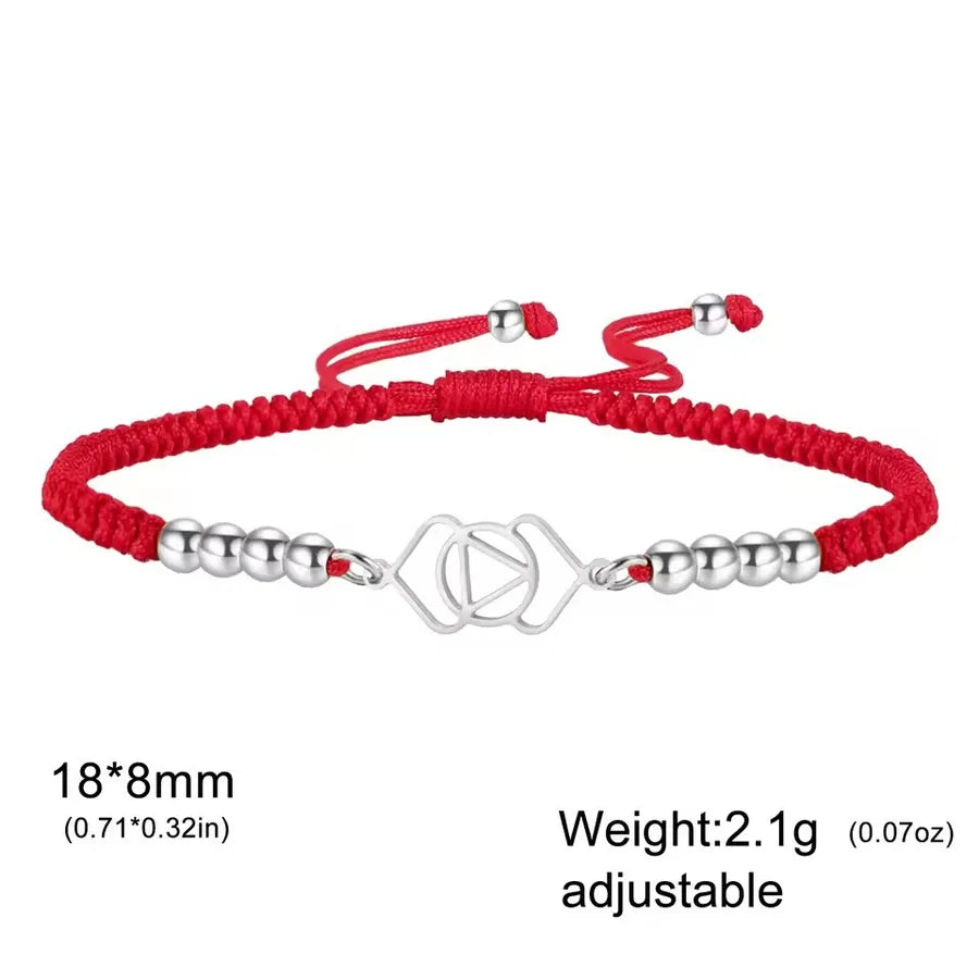 Mandala Lotus Red Rope Bracelet Element 6-steel Color with Red Rope