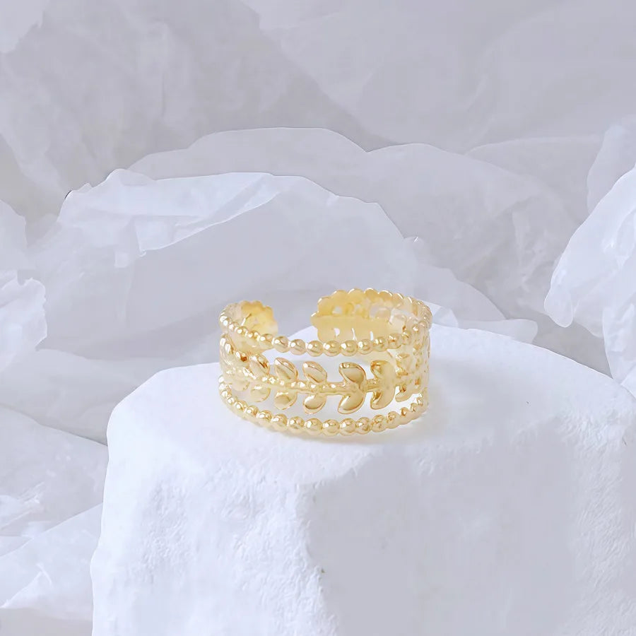 Gold Bamboo Titanium Steel Open Ring Adjustable Opening Golden Hydraulic J21