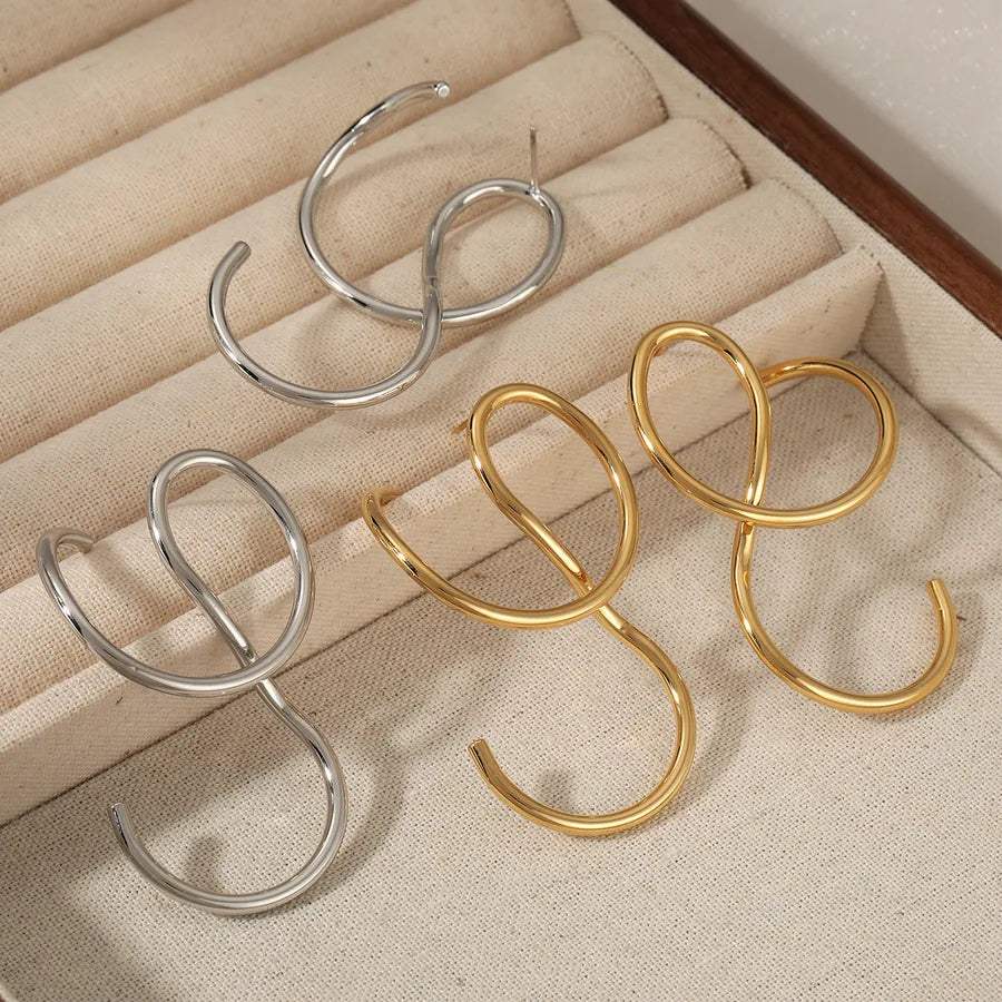 Asymmetric Gold-Plated Stainless Steel Earrings