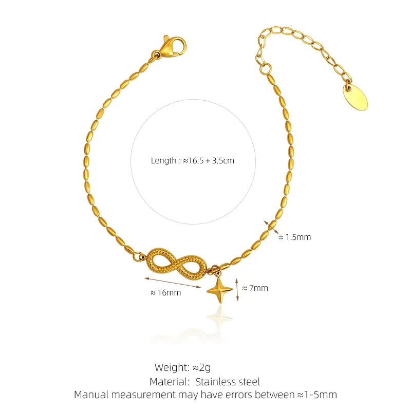 Gold Infinity Love Bracelet with Stars