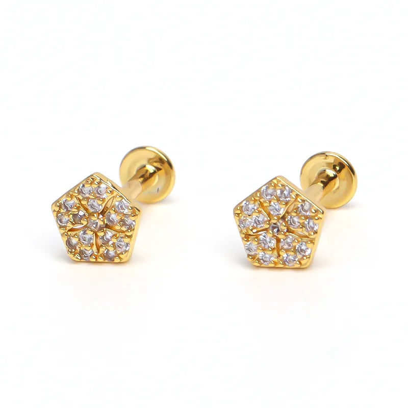 Geometric Star Stainless Steel Cartilage Earring Gold (Single Price)