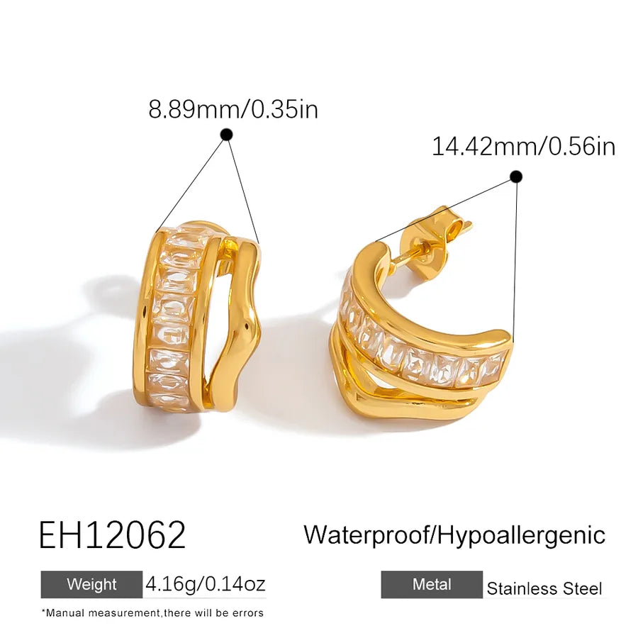 18K Gold Plated Stainless Steel Hoop Earrings