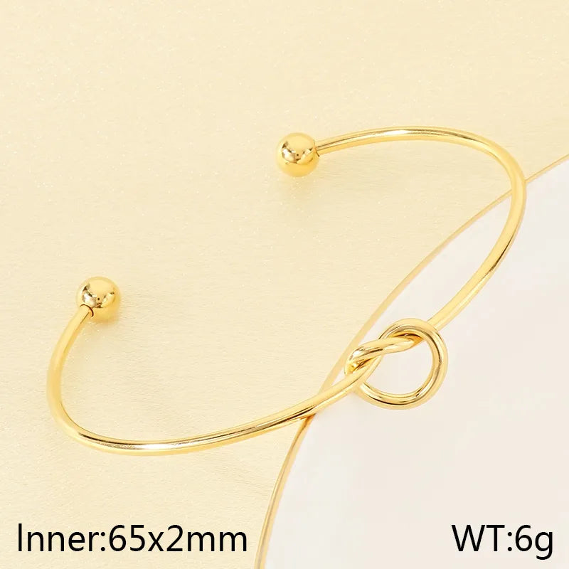 Knotted Bead 18K Gold Stainless Steel Bracelet Gold KB207035-Z