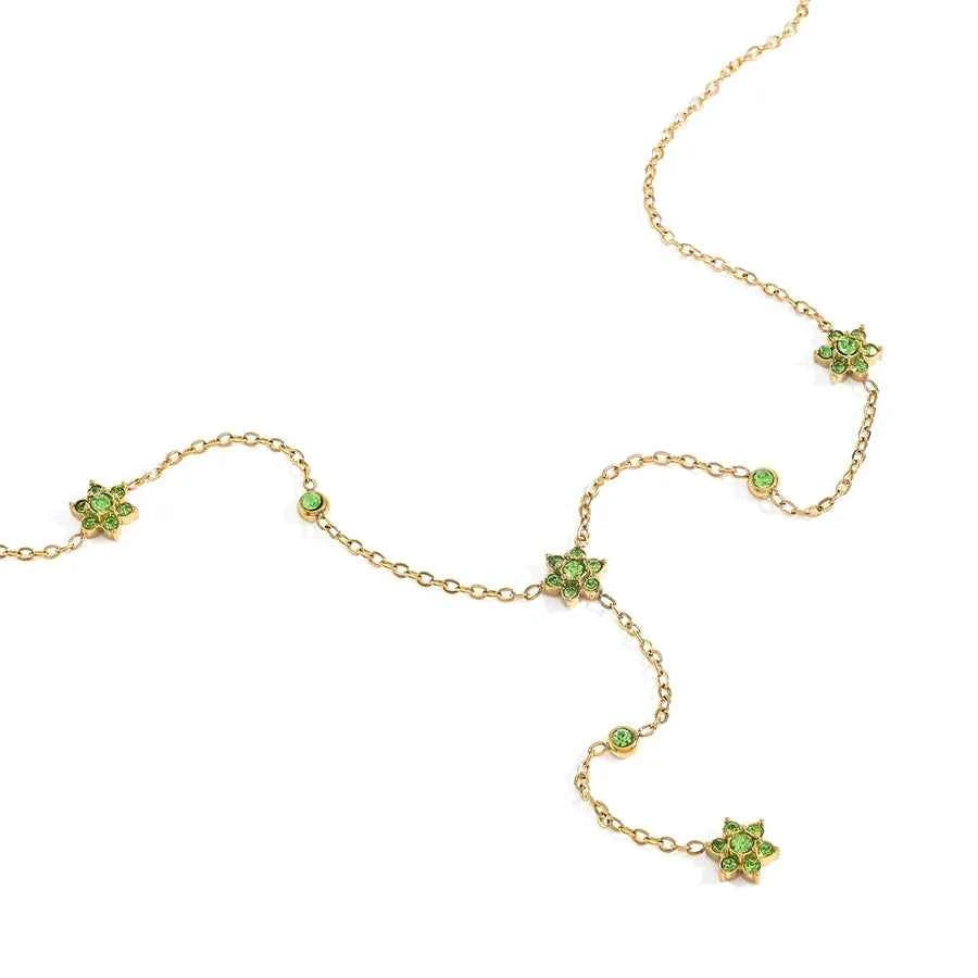 18K Gold Plated Flower Zircon Stainless Steel Necklace