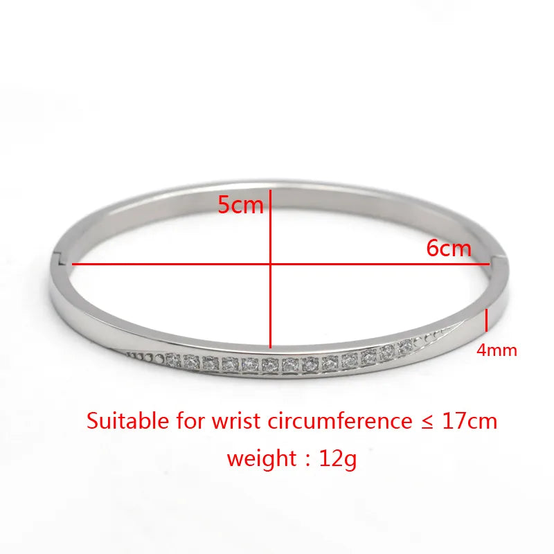 Gold Diagonal Titanium Steel Bracelet for Women