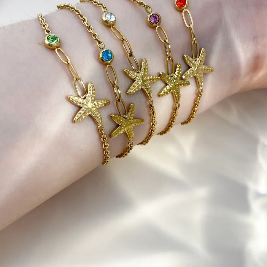 18K Gold Starfish Bracelet in Titanium Steel