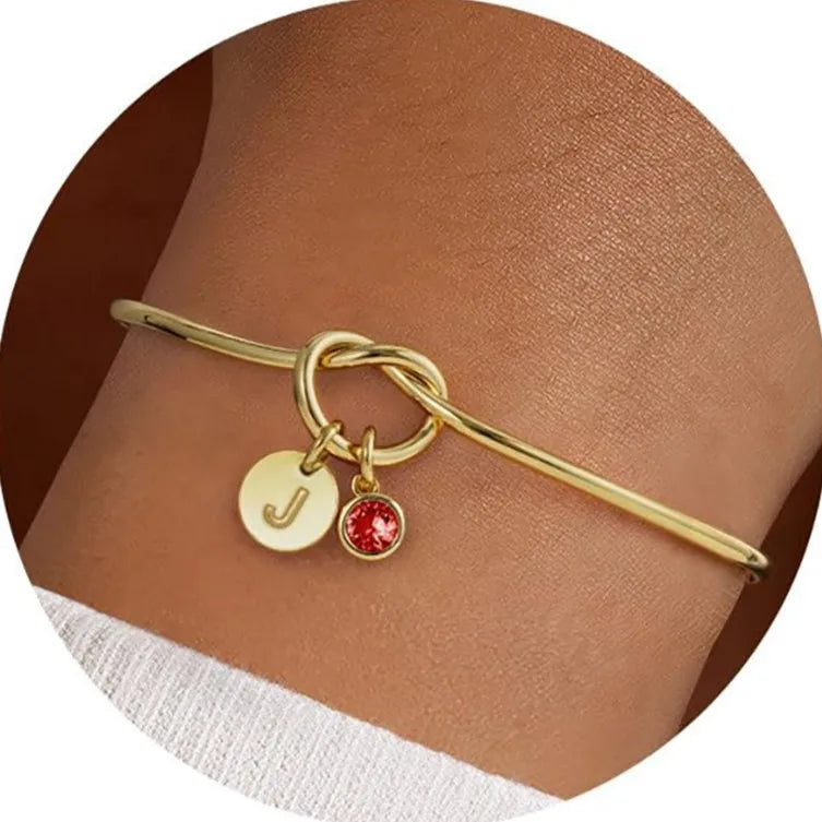 Stainless Steel Birthstone Initial Bracelet January-J