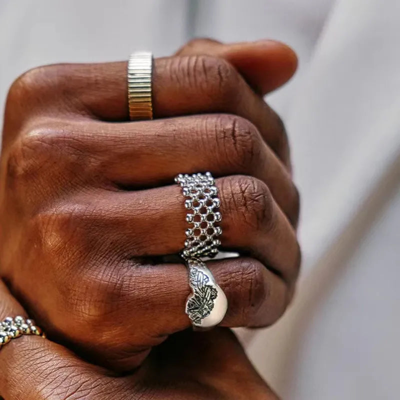 18K Gold Plated Titanium Steel Geometric Ring