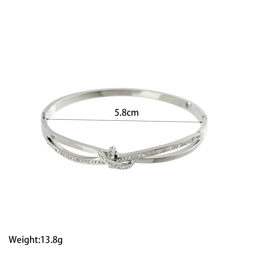 18K Gold PVD Geometric Stainless Steel Bangle HC4855-打结