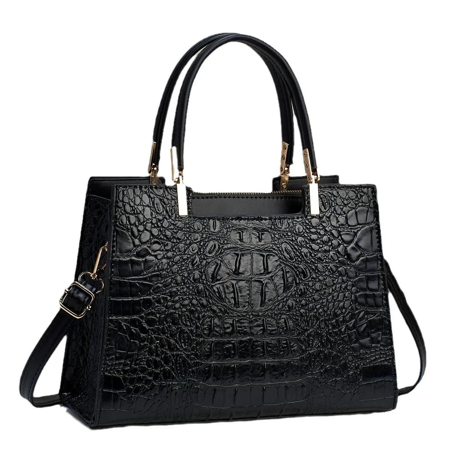 Crocodile Pattern Large Shoulder Handbag