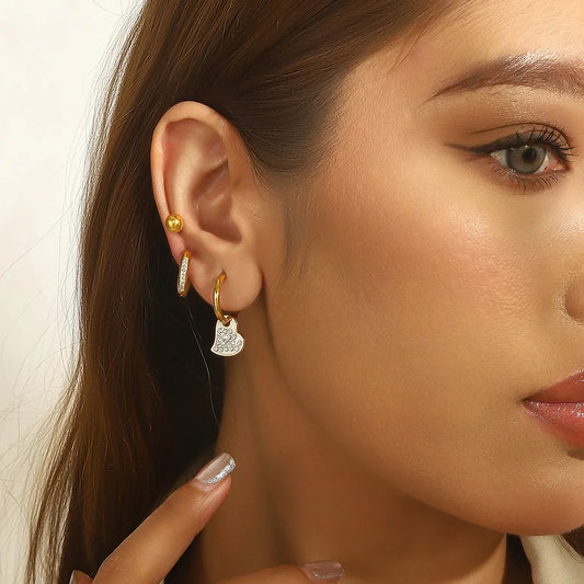 Gold Plated Heart Earrings Set – 3 Pairs