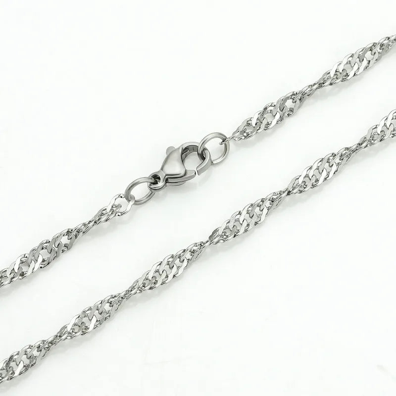 Stainless Steel Water Wave Chain Necklace