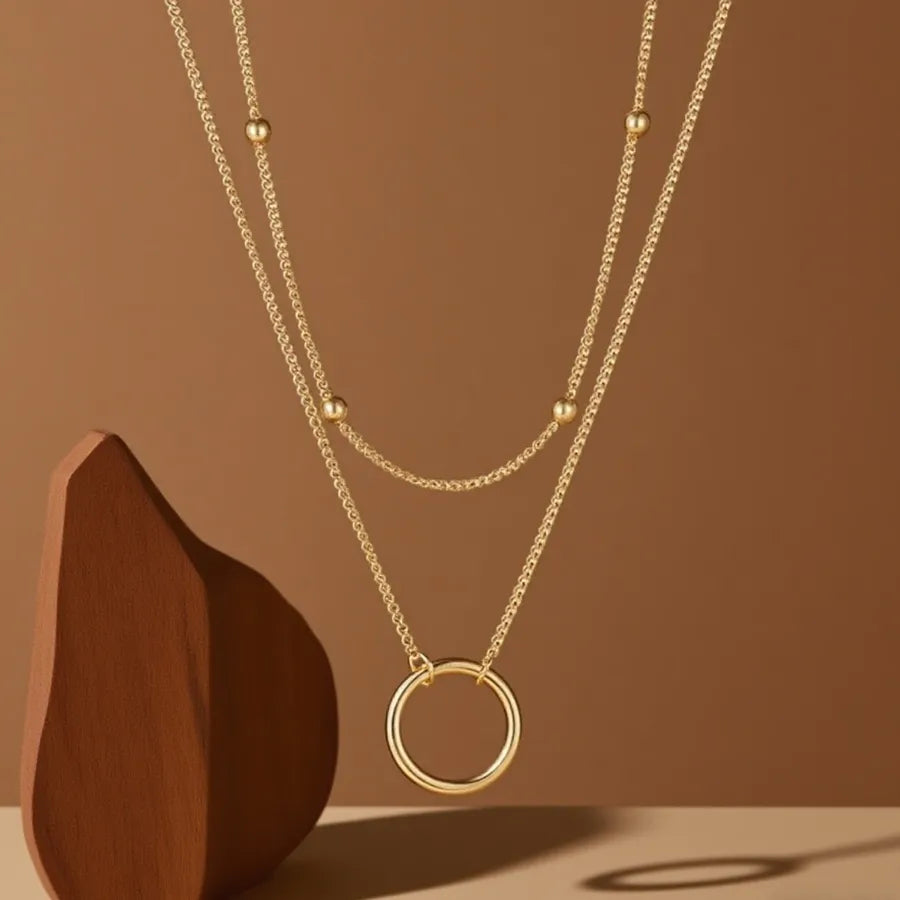 Double Layer Titanium Steel Heart Necklace X0152-Double Layer Ring-Necklace- Gold