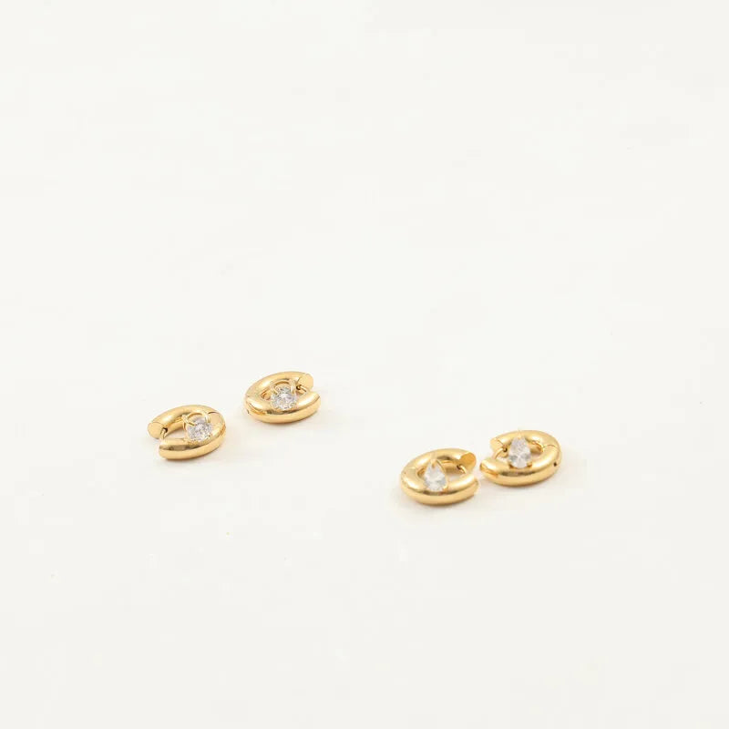 18K Gold Plated Zircon Hoop Earrings