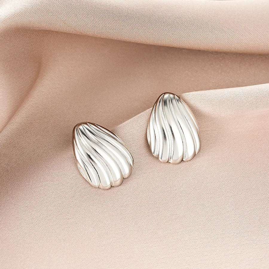 Irregular 18K Gold Plated Stainless Steel Earrings E1385-B (a Pair of Silver Ear Studs)