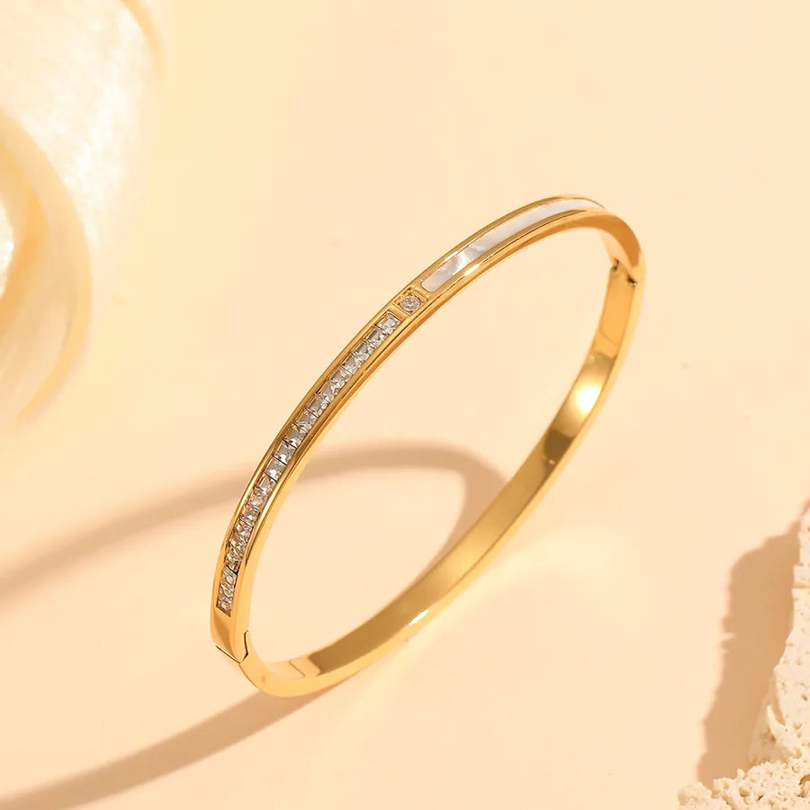 18K Gold PVD Geometric Stainless Steel Bangle