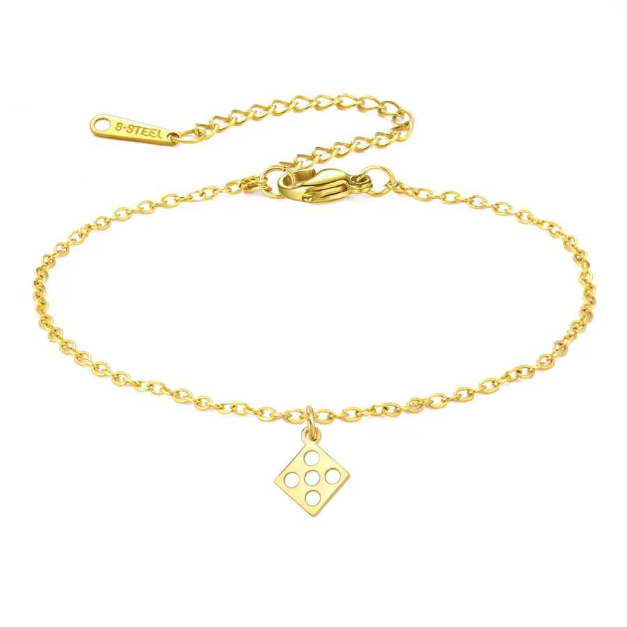 Minimalist Gold Cross Heart Bracelet Gold Square-Cross Chain