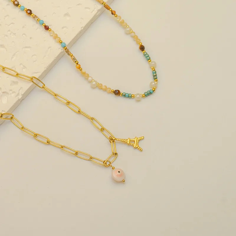 Handmade Stone Beaded Pendant Necklace