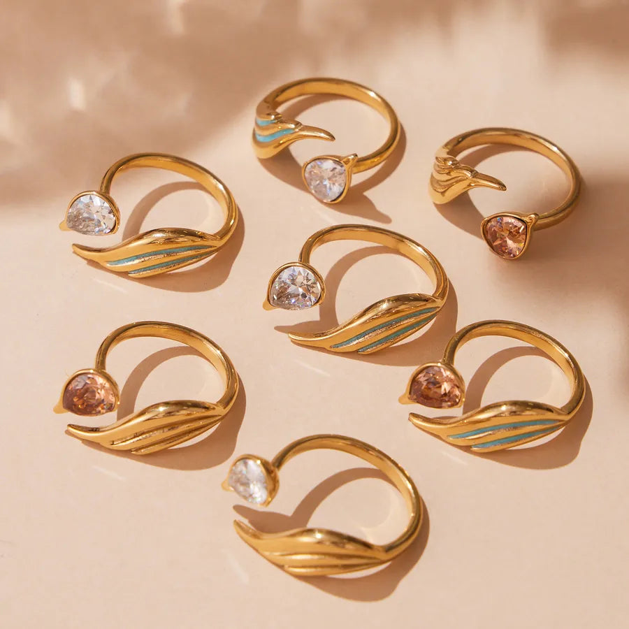 Champagne Zircon Geometric Ring – 18K Gold Plated