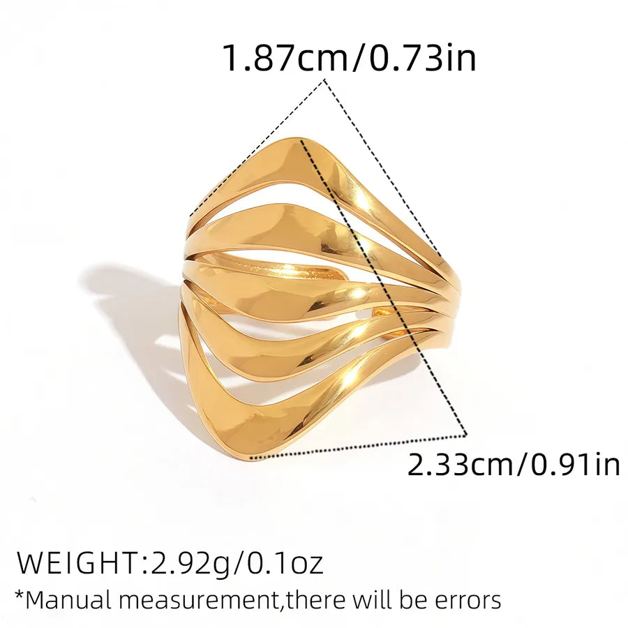 18K Gold Plated Geometric Open Ring Average Size Gold 1 Piece Geometric Line Opening Ring