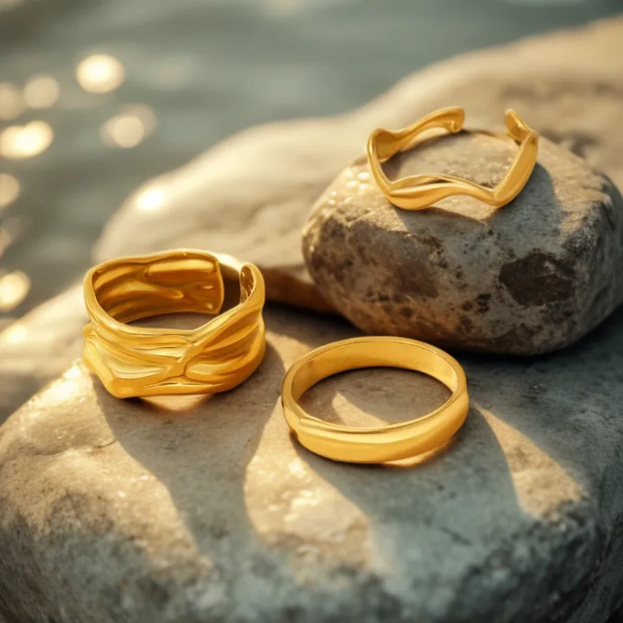 Adjustable Gold Stainless Steel Open Ring