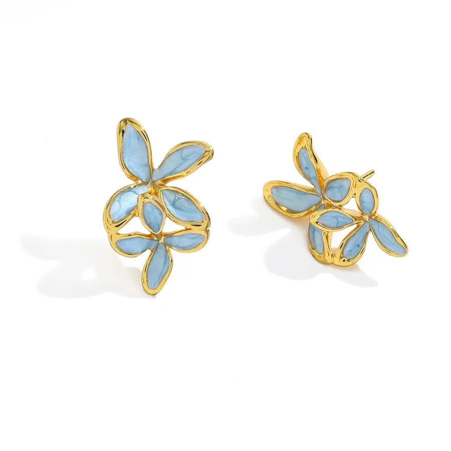 18K Gold Plated Butterfly Drop Earrings Flower 4-26.72*15.93mm