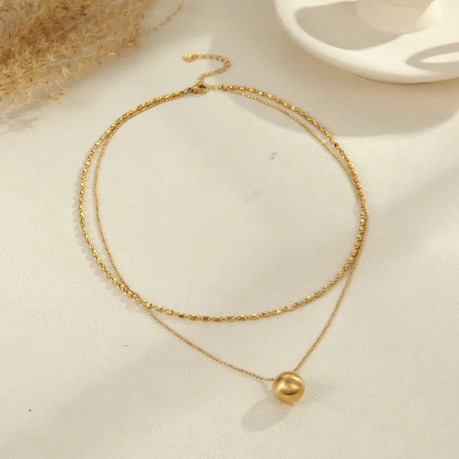 Minimalist Gold Beaded Stainless Steel Necklace