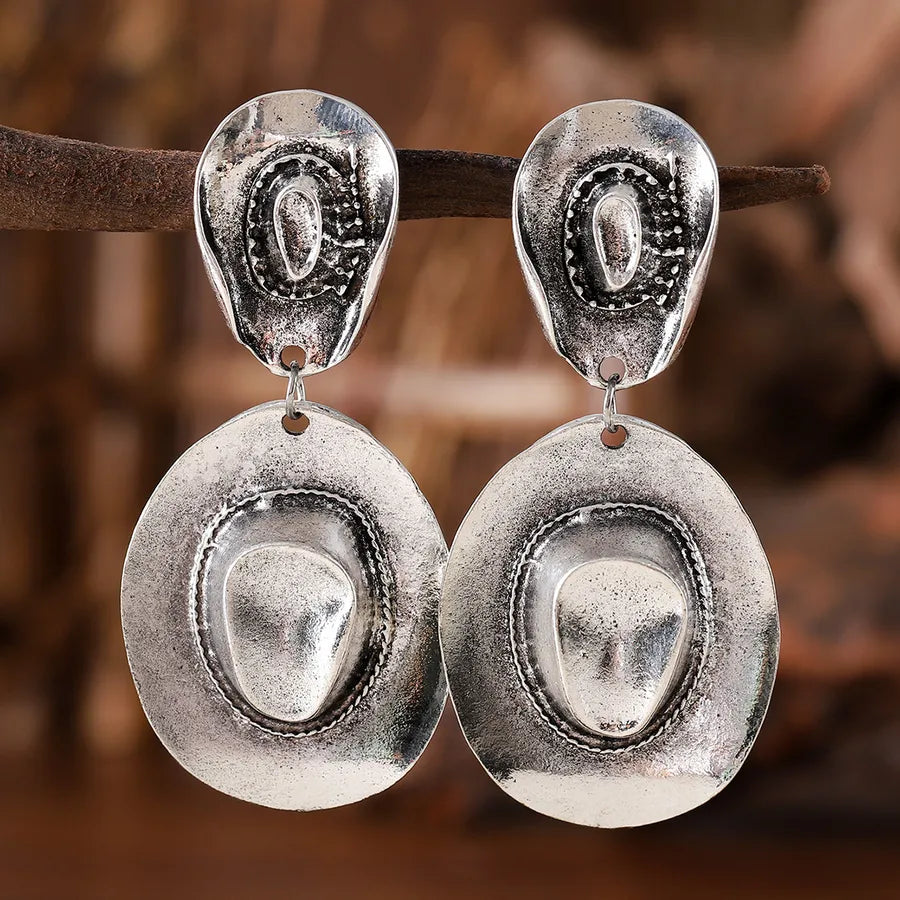 Vintage Western Cowboy Hat Drop Earrings