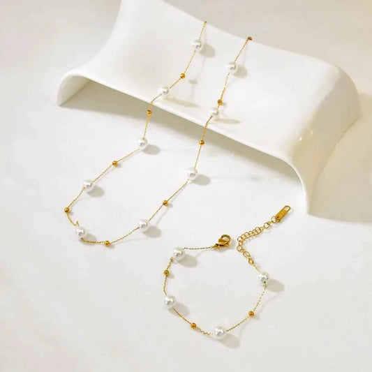 Gold Pearl Choker Necklace – Stainless Steel