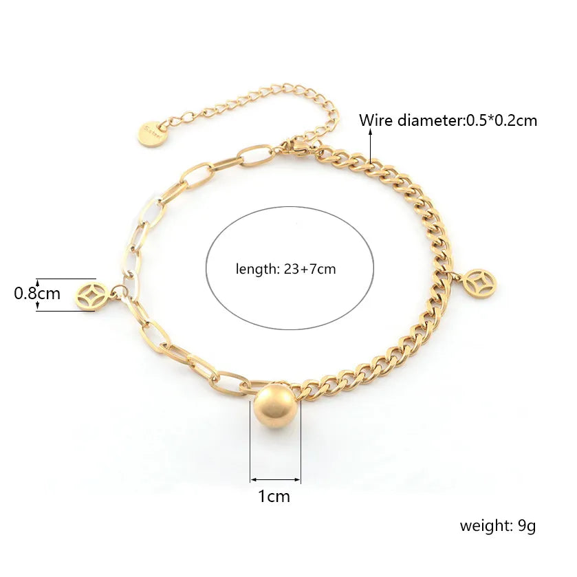 Geometric Stainless Steel Beaded Bracelet