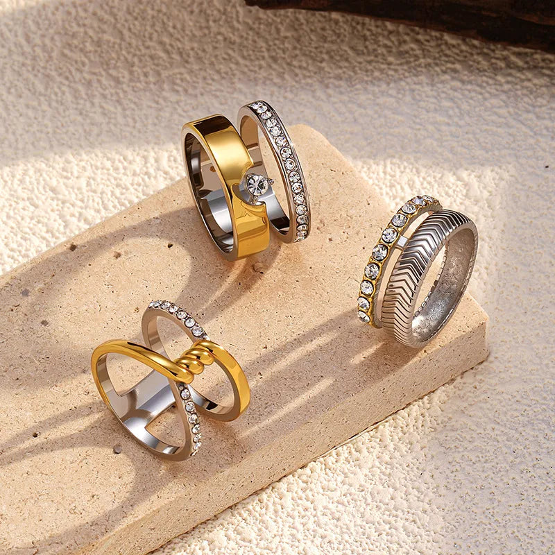 Gold Fishbone Stainless Steel Open Ring