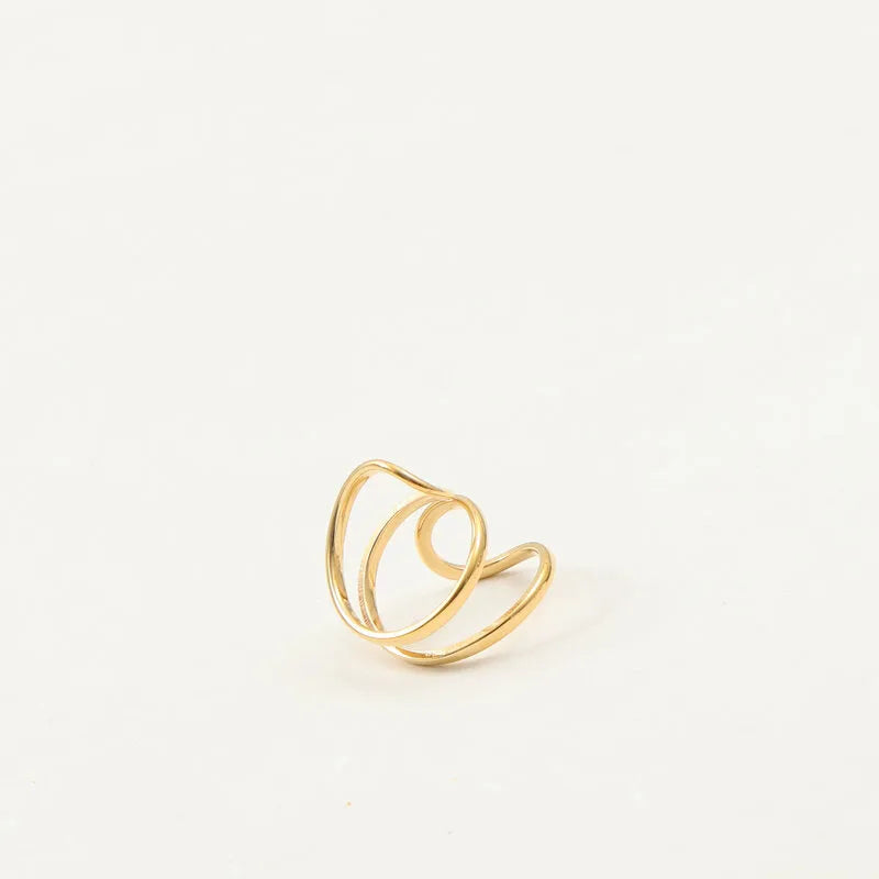 18K Gold Plated Geometric Open Ring for Women
