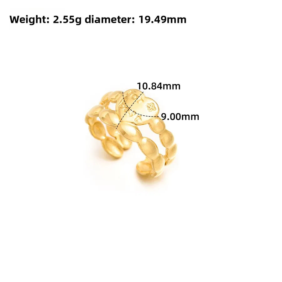 Gold Open Heart Stainless Steel Ring Adjustable Opening J293 Gold