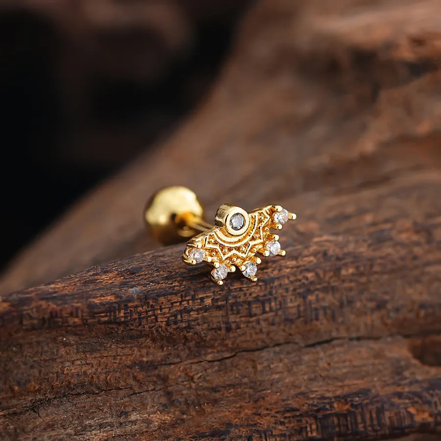 Stainless Steel Zirconia Stud Earrings 3443 Gold Ear Studs